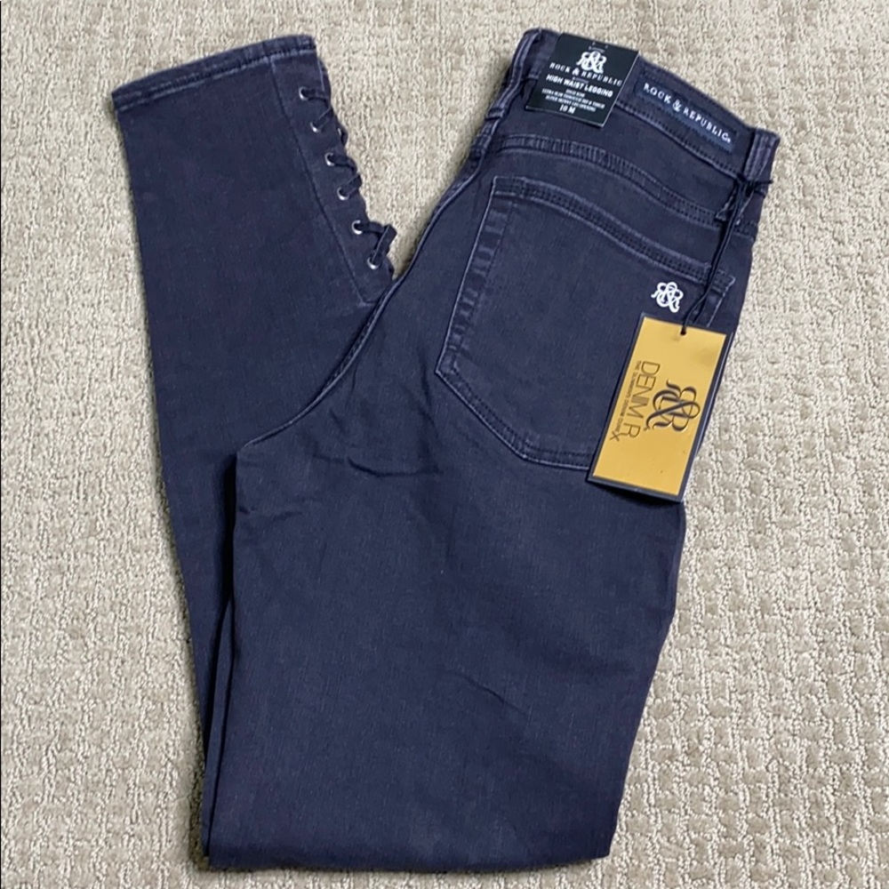 New Rock & Republic skinny Black ankle lace Jeans